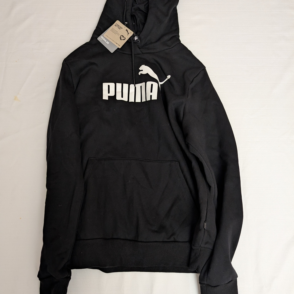 Puma Men's Black Hoodie with White Logo